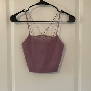 cropped open back lacy ribbed bralette